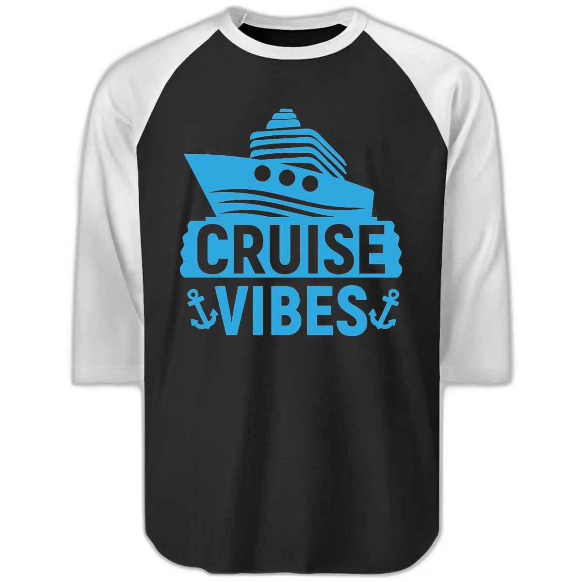 Cruise & Vibes Raglan 3/4 in Black White