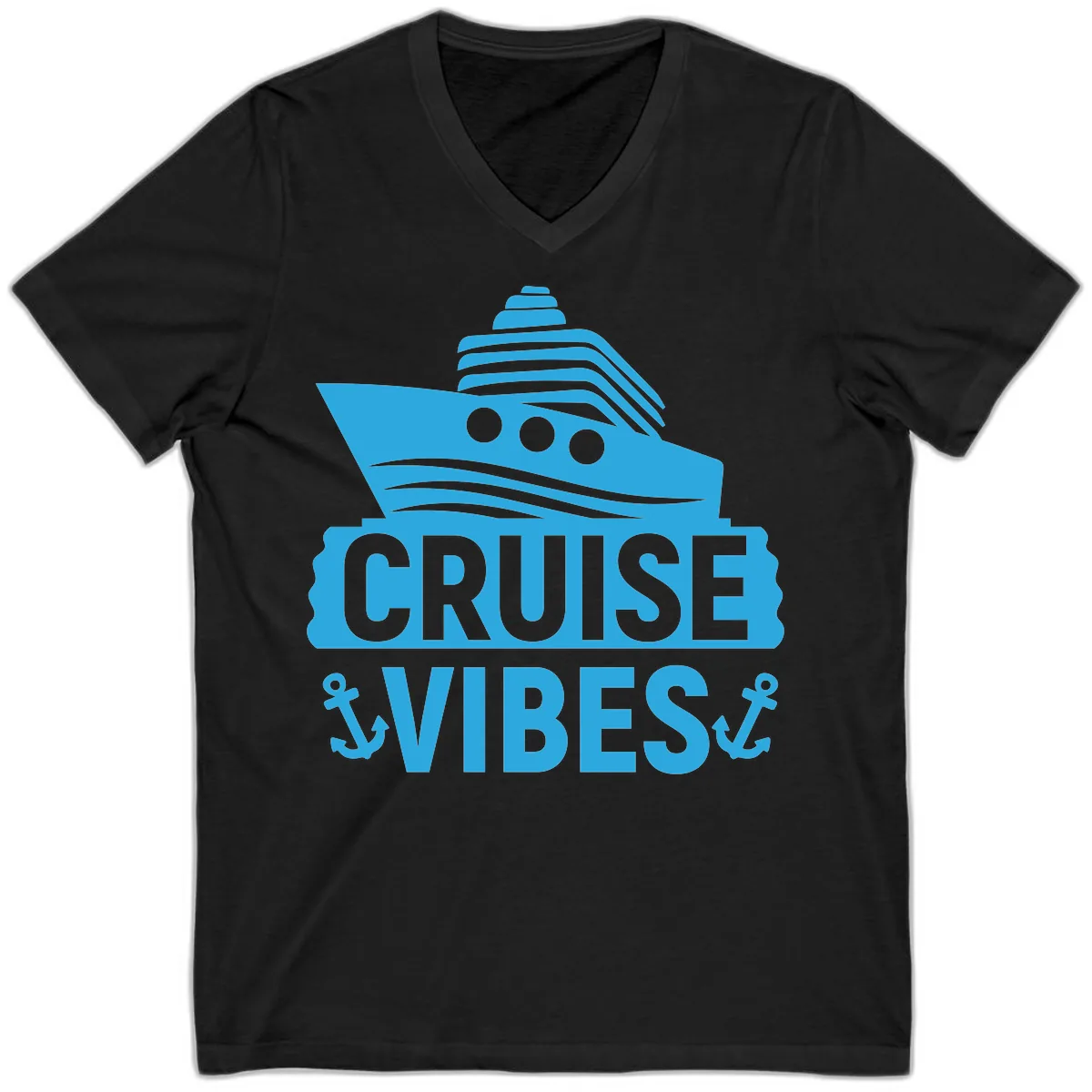 Cruise & Vibes V-Neck in Black