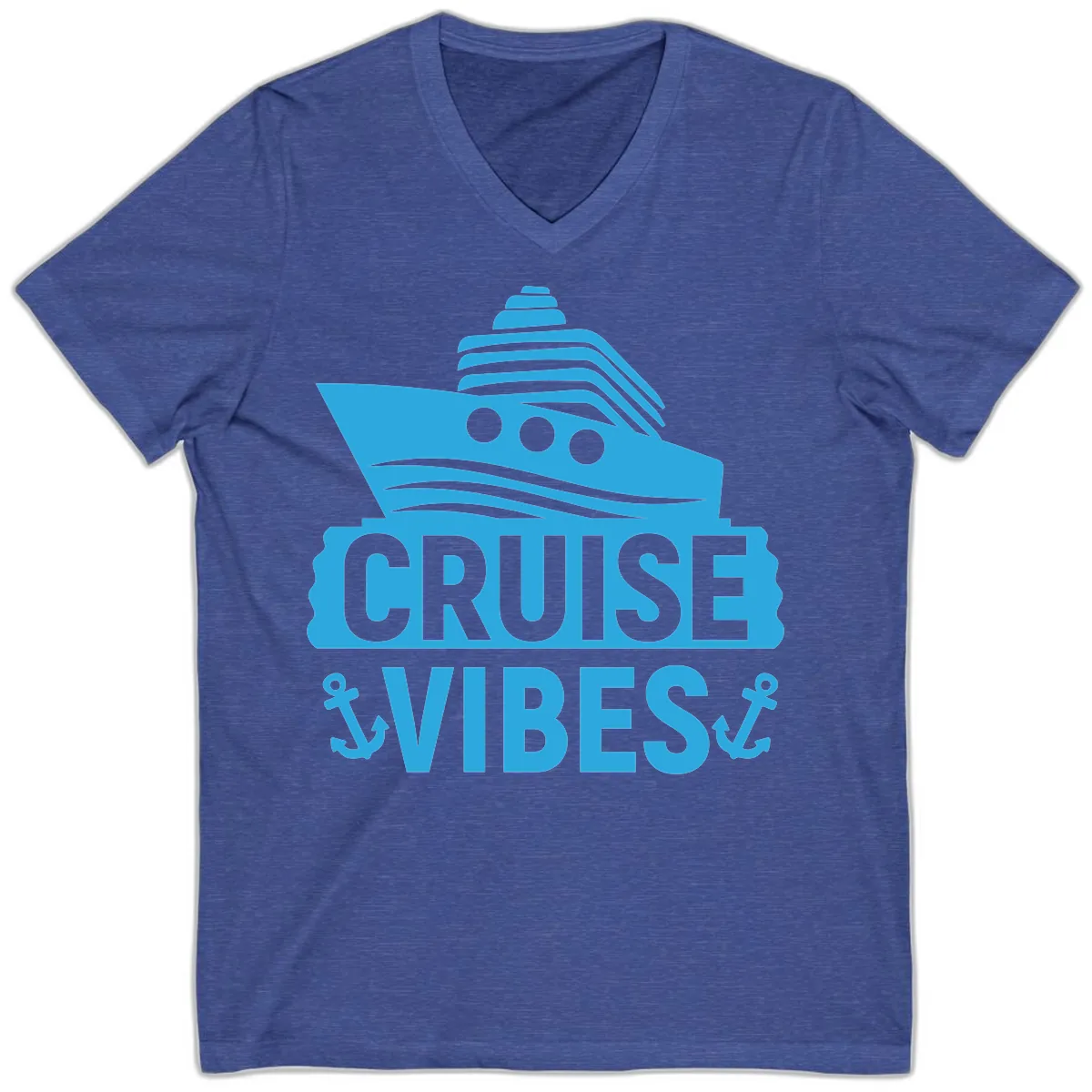 Cruise & Vibes V-Neck in Heather True Royal