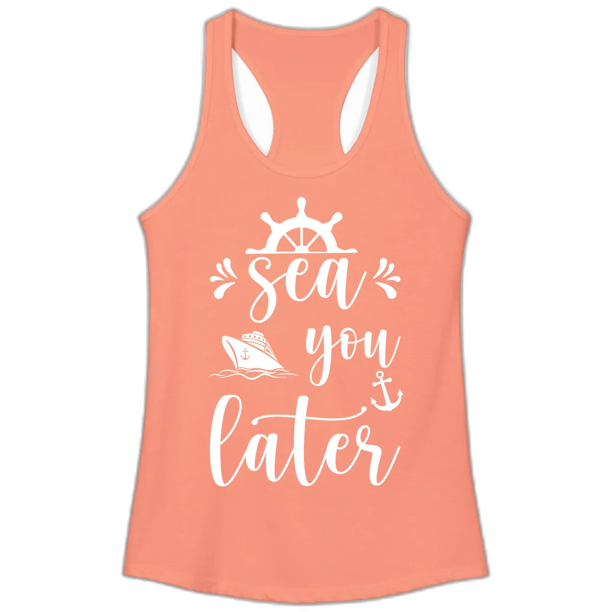 Sea You On The Sails Ladies Tank in Solid Light Orange