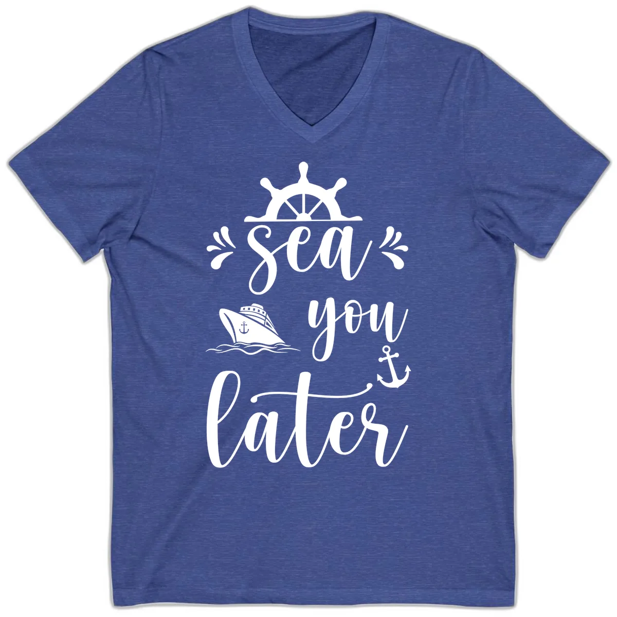 Sea You On The Sails V-Neck in Heather True Royal
