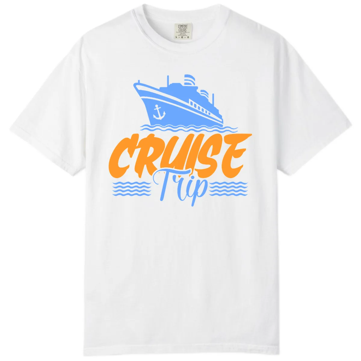 Cruise Trip Ship Anchor Waves Comfort Color in White