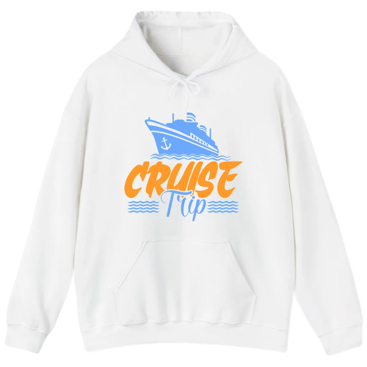 Cruise Trip Ship Anchor Waves Hoodie in White