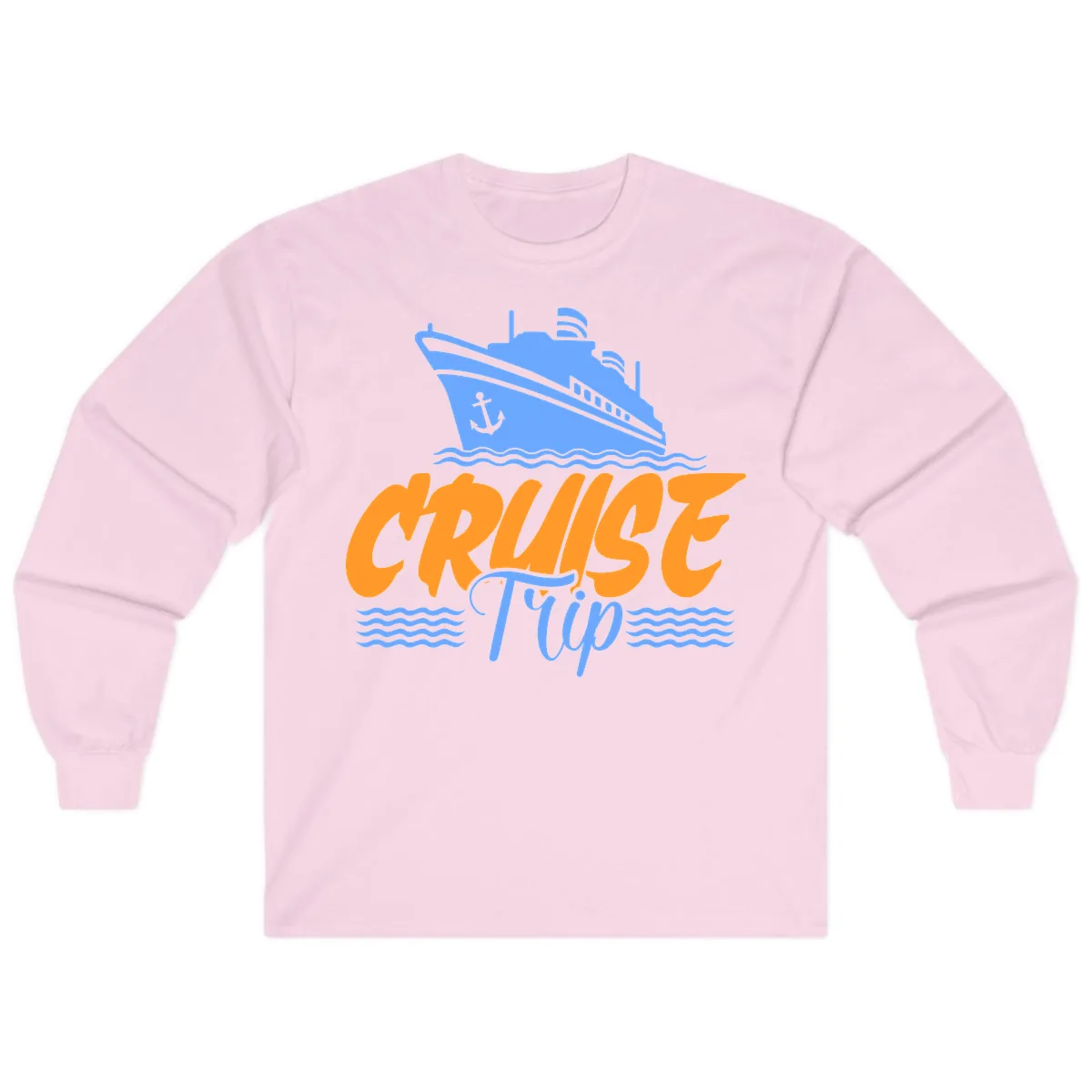 Cruise Trip Ship Anchor Waves Long Sleeve in Light Pink