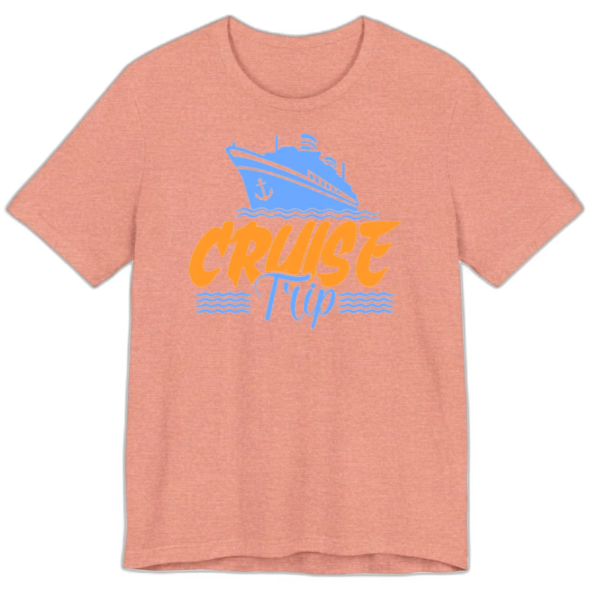 Cruise Trip Ship Anchor Waves Premium T-Shirt in Heather Sunset