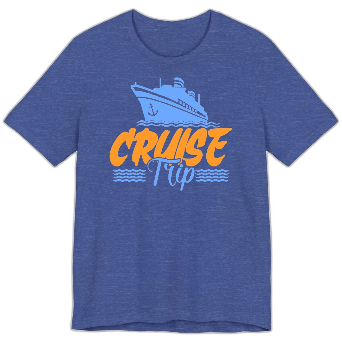 Cruise Trip Ship Anchor Waves Premium T-Shirt in Heather True Royal
