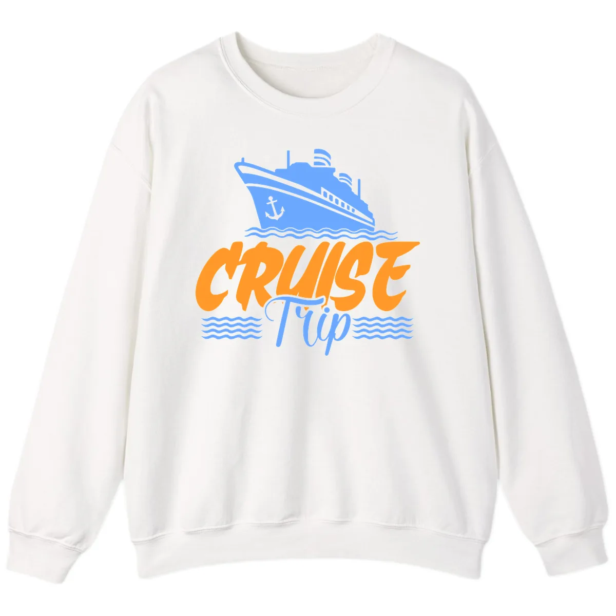 Cruise Trip Ship Anchor Waves Sweatshirt in White