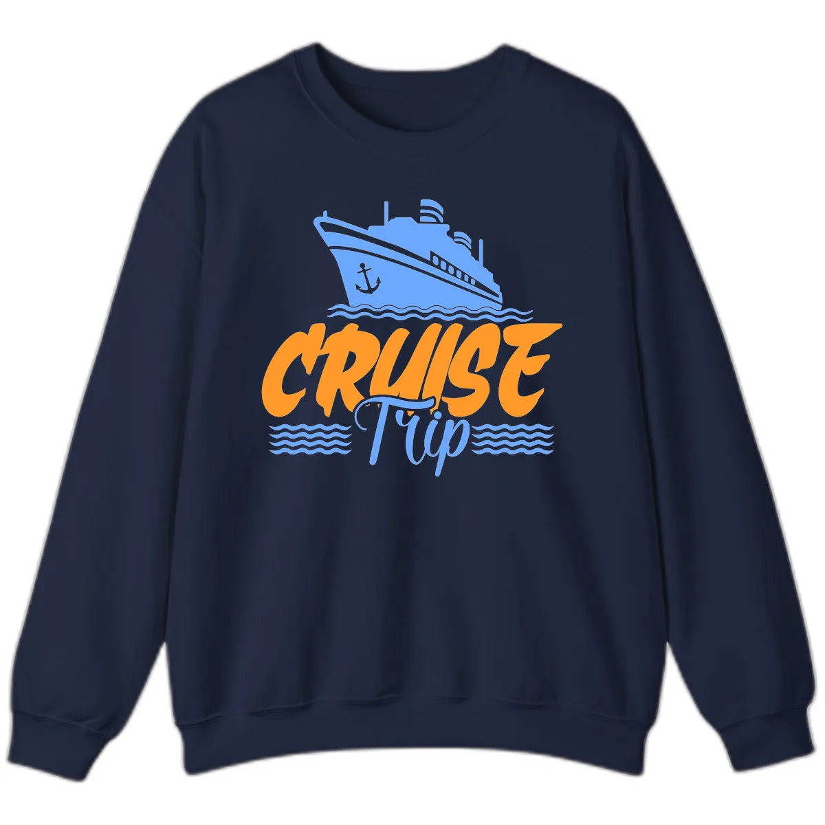 Cruise Trip Ship Anchor Waves Sweatshirt in Navy