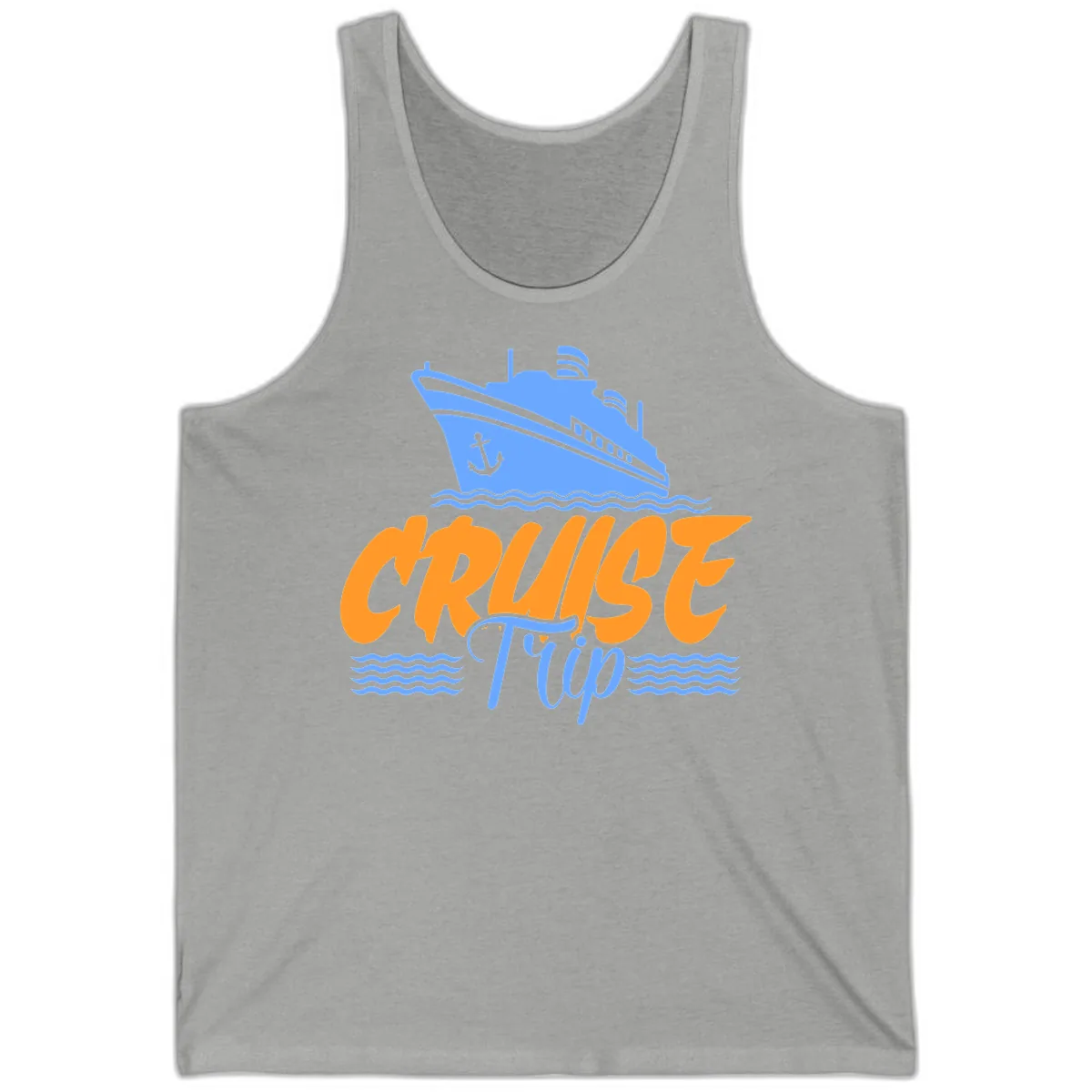 Cruise Trip Ship Anchor Waves Tank in Athletic Heather