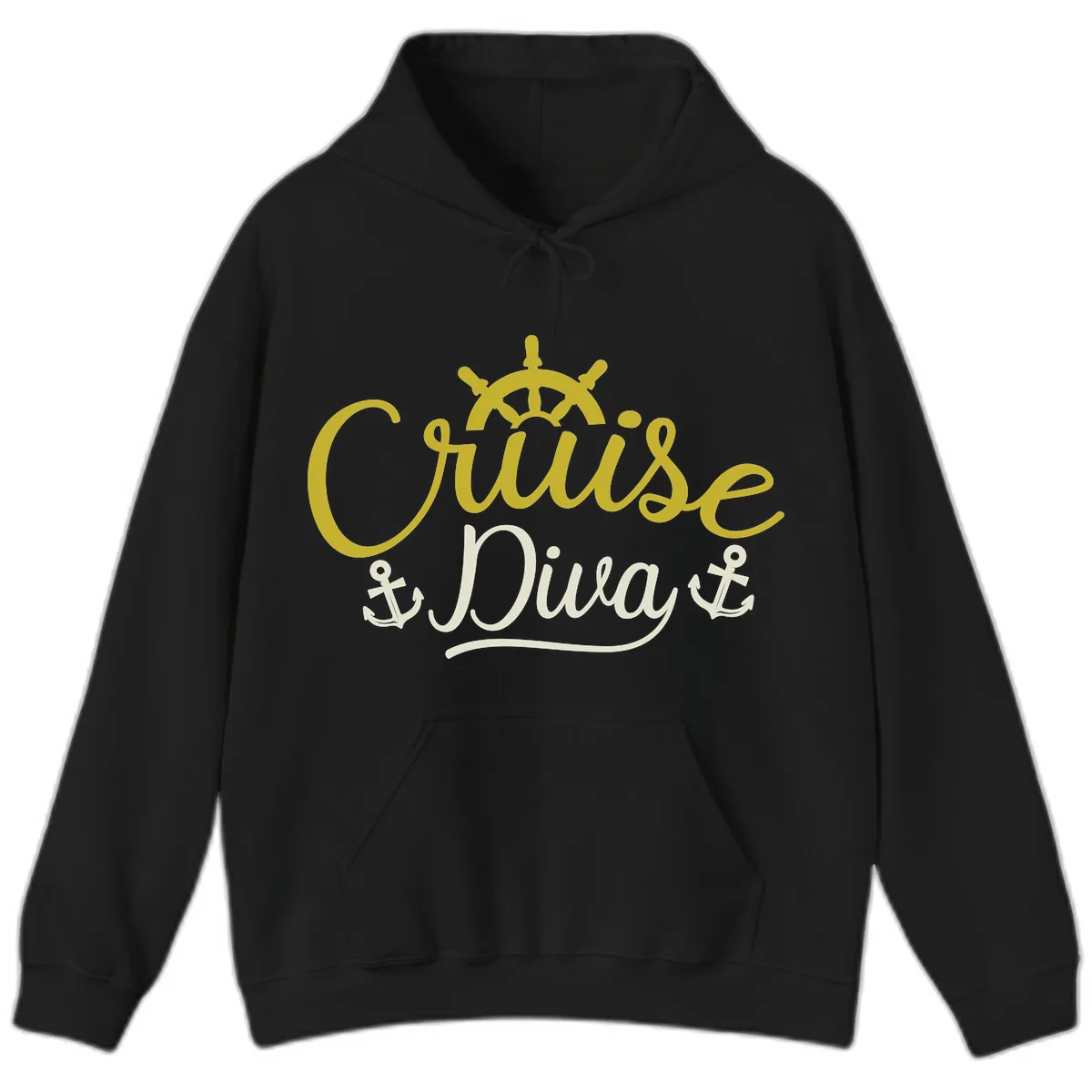 Cruise Diva Nautical Helm Hoodie in Black