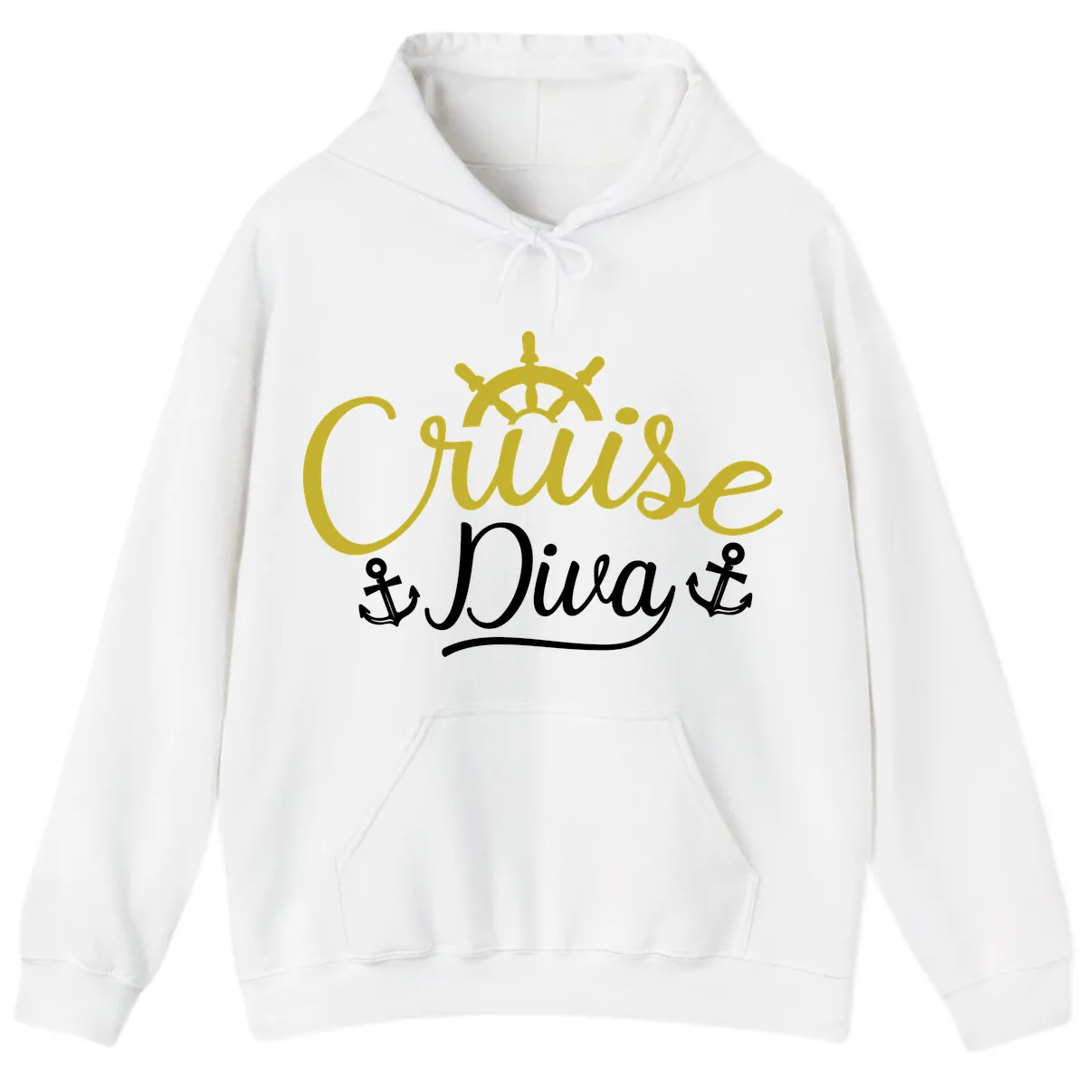 Cruise Diva Nautical Helm Hoodie in White