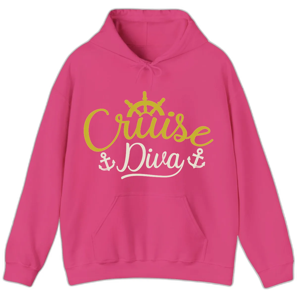Cruise Diva Nautical Helm Hoodie in Heliconia