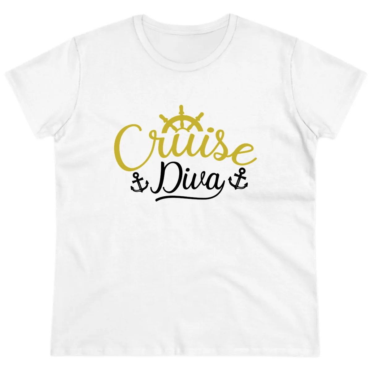 Cruise Diva Nautical Helm Ladies Tee in White