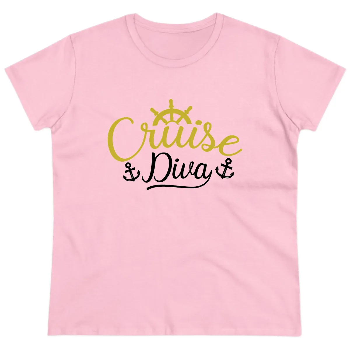 Cruise Diva Nautical Helm Ladies Tee in Light Pink