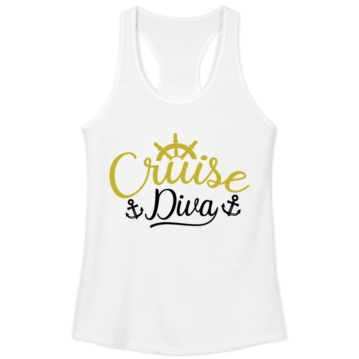 Cruise Diva Nautical Helm Ladies Tank in White
