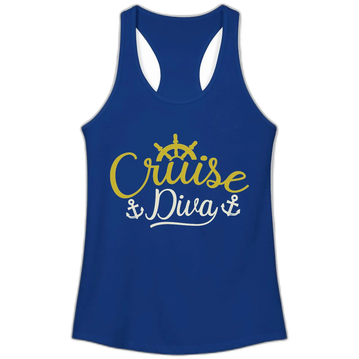 Cruise Diva Nautical Helm Ladies Tank in Solid Royal