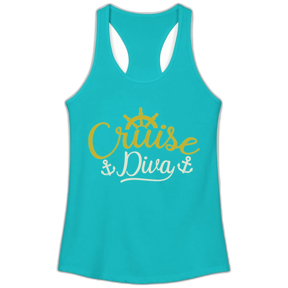 Cruise Diva Nautical Helm Ladies Tank in Tahiti Blue