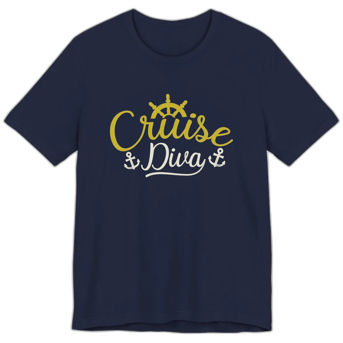 Cruise Diva Nautical Helm Premium T-Shirt in Navy