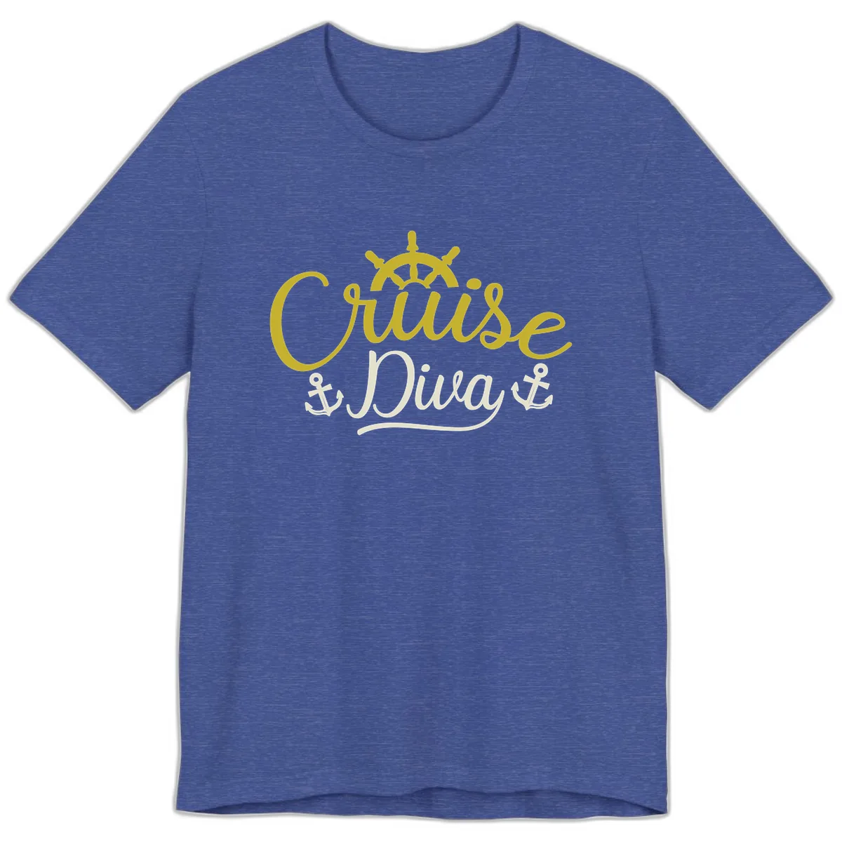Cruise Diva Nautical Helm Premium T-Shirt in Heather True Royal