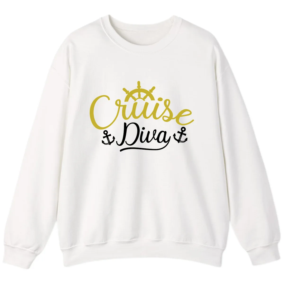 Cruise Diva Nautical Helm Sweatshirt in White