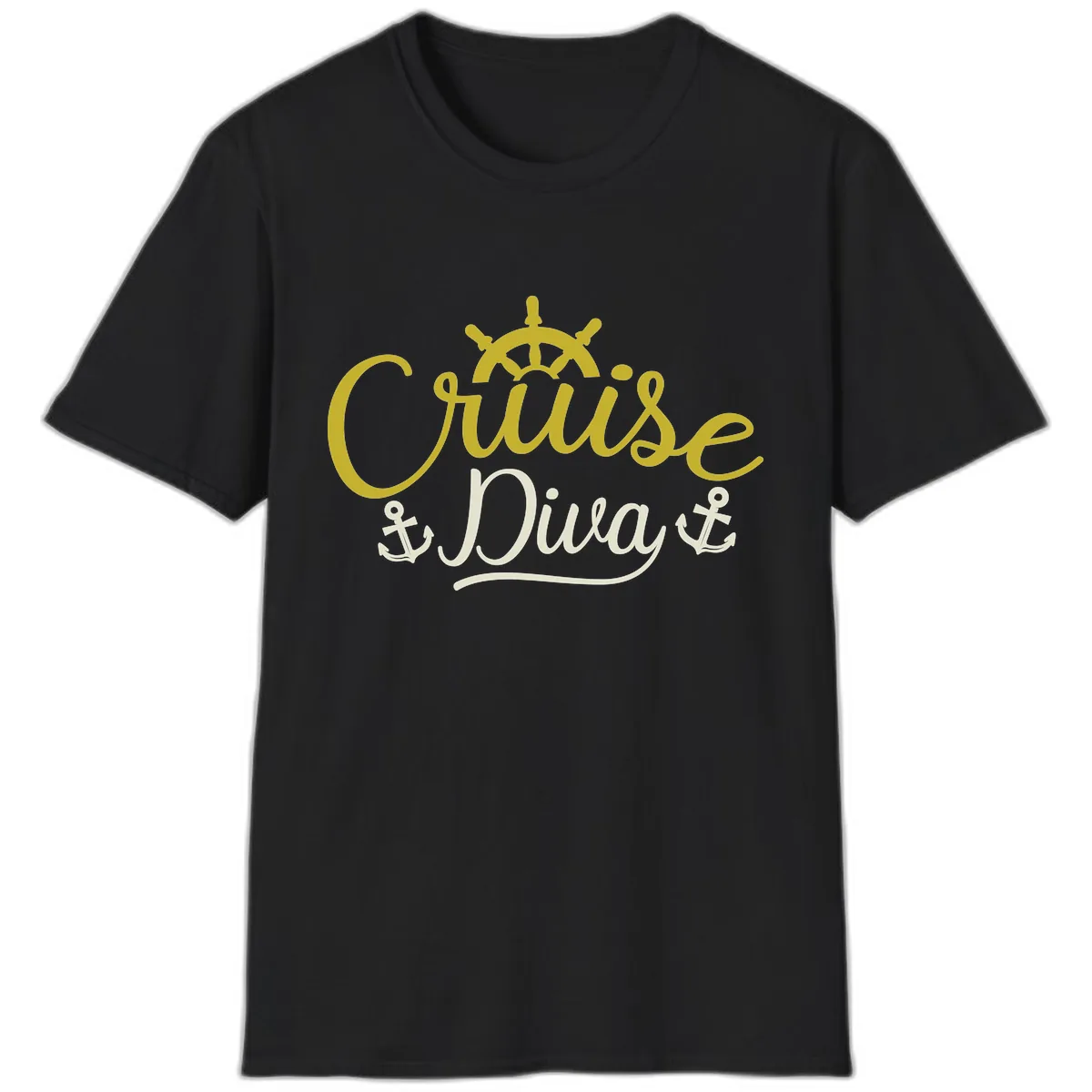 Cruise Diva Nautical Helm T-Shirt in Black