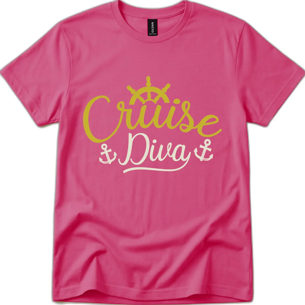 Cruise Diva Nautical Helm T-Shirt in Heliconia