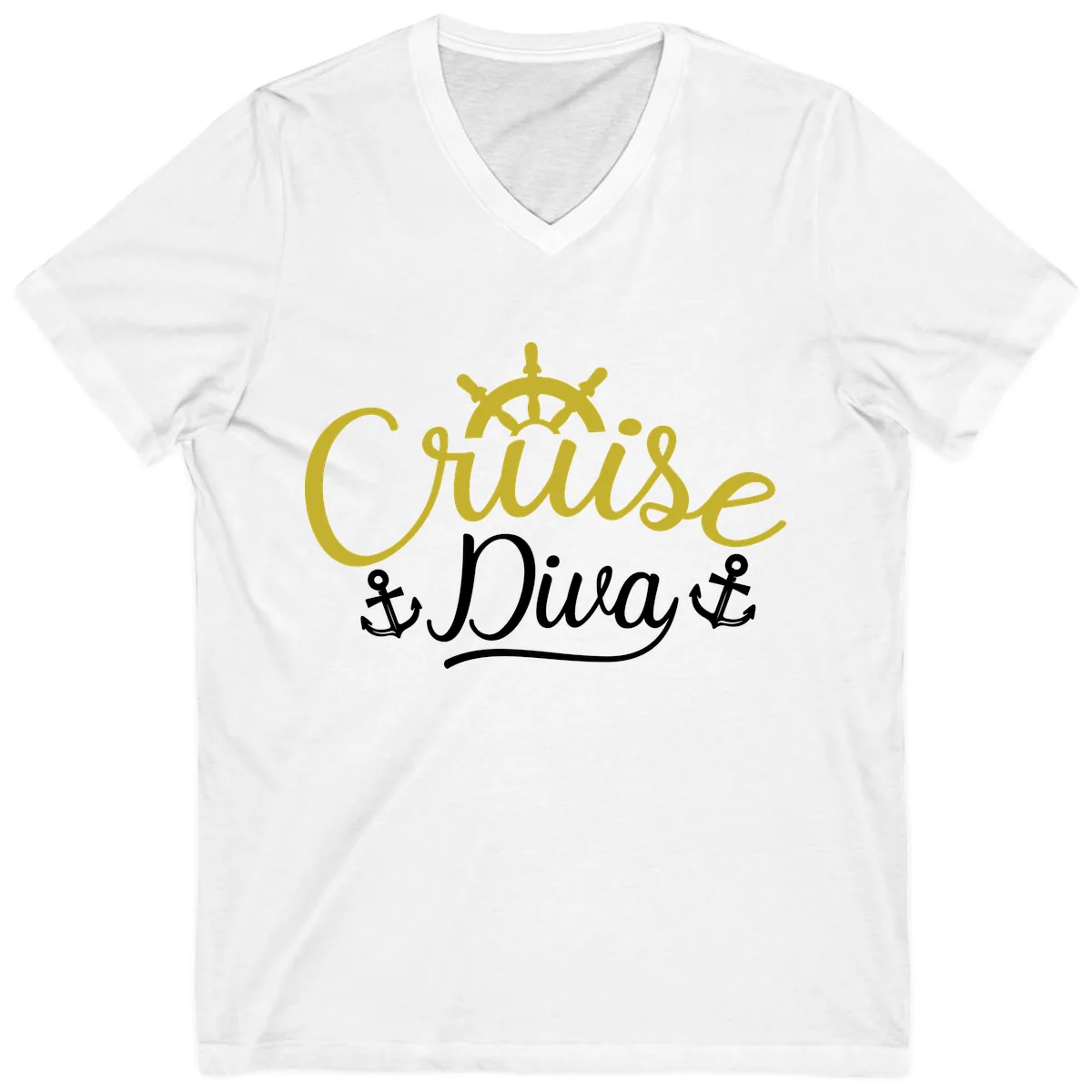 Cruise Diva Nautical Helm V-Neck in White