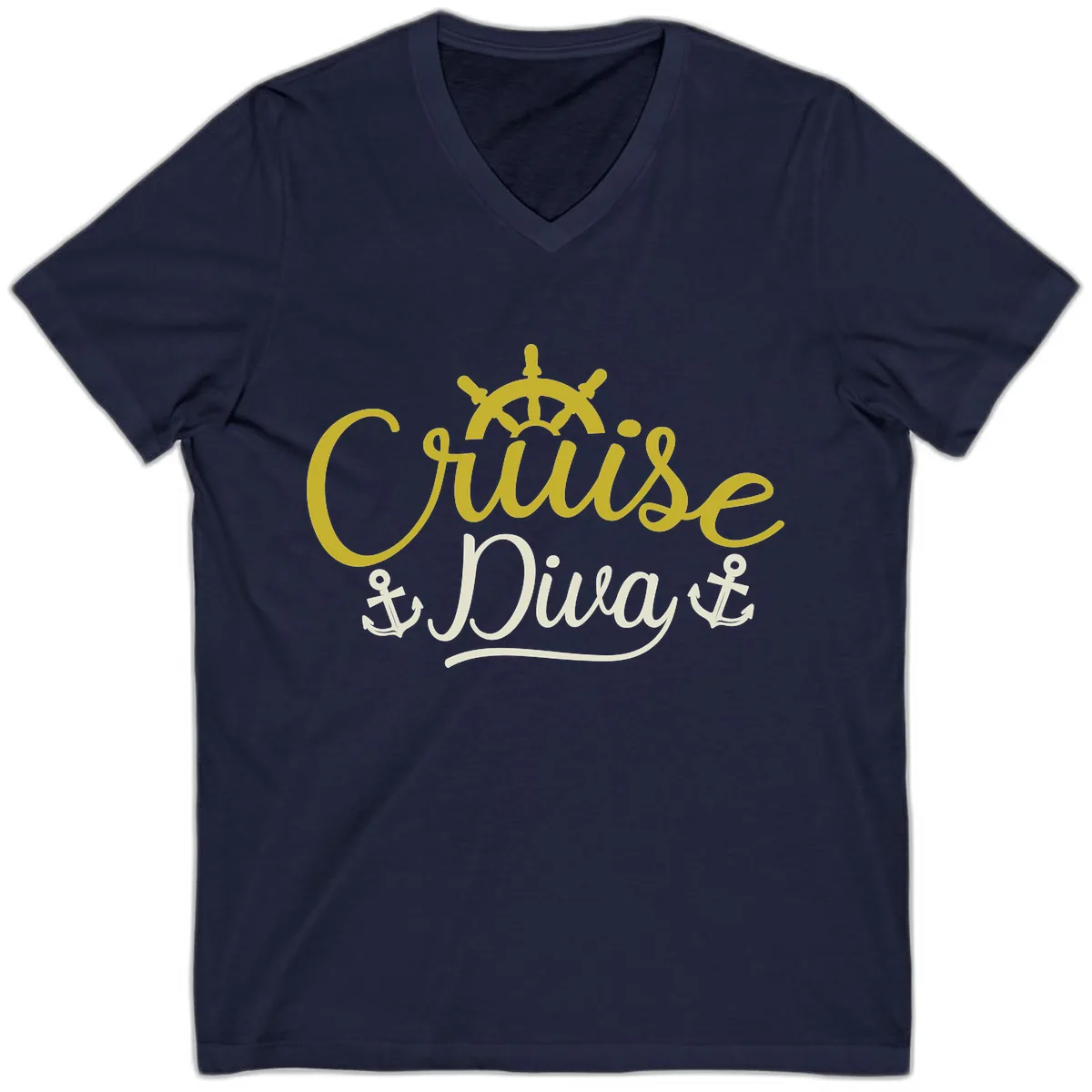 Cruise Diva Nautical Helm V-Neck in Navy