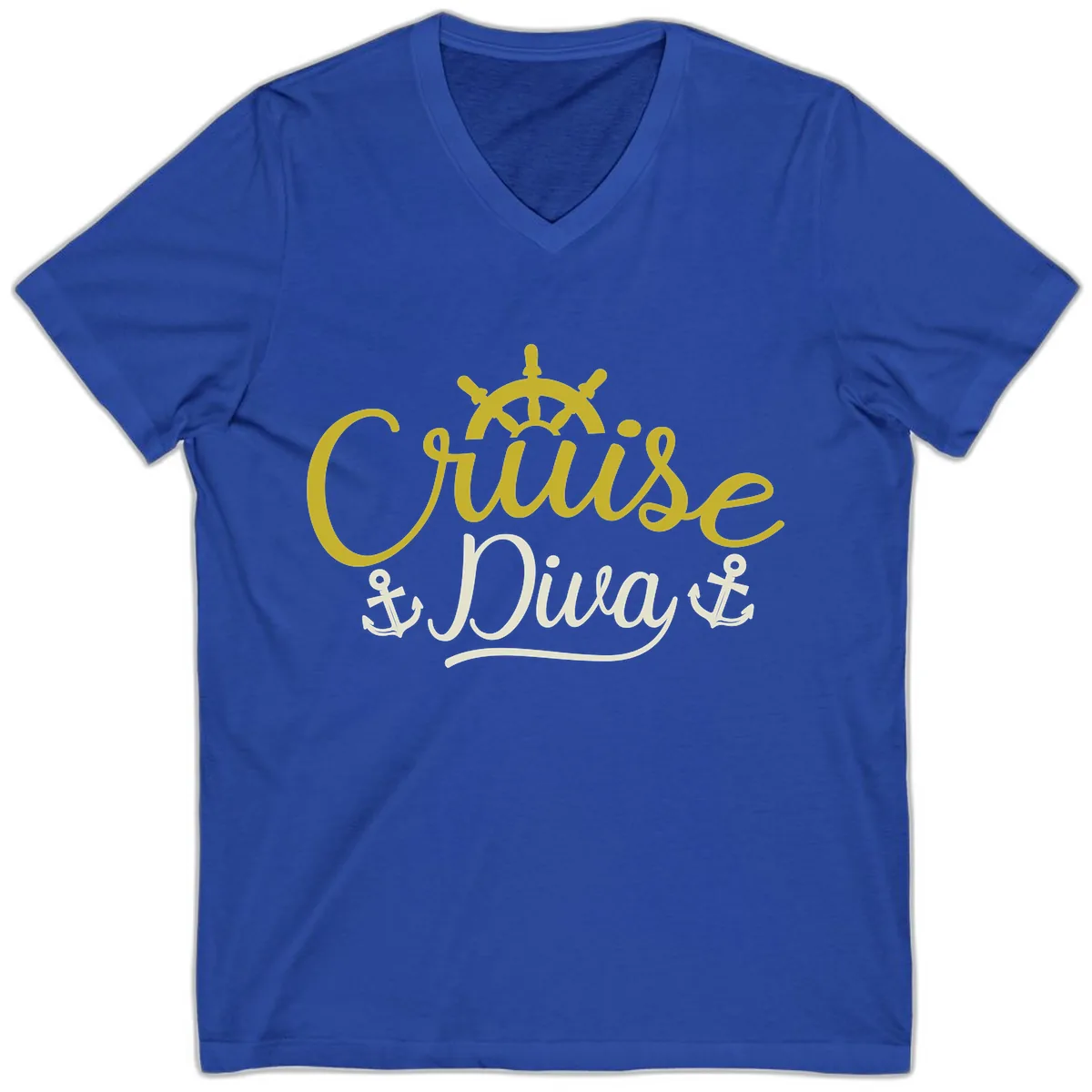 Cruise Diva Nautical Helm V-Neck in True Royal