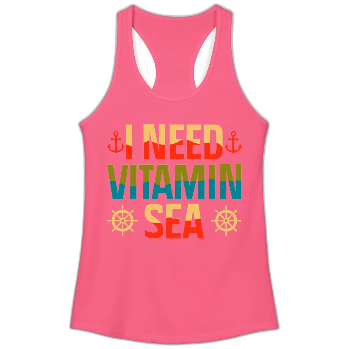 I Need Vitamin Sea Ladies Tank in Solid Hot Pink