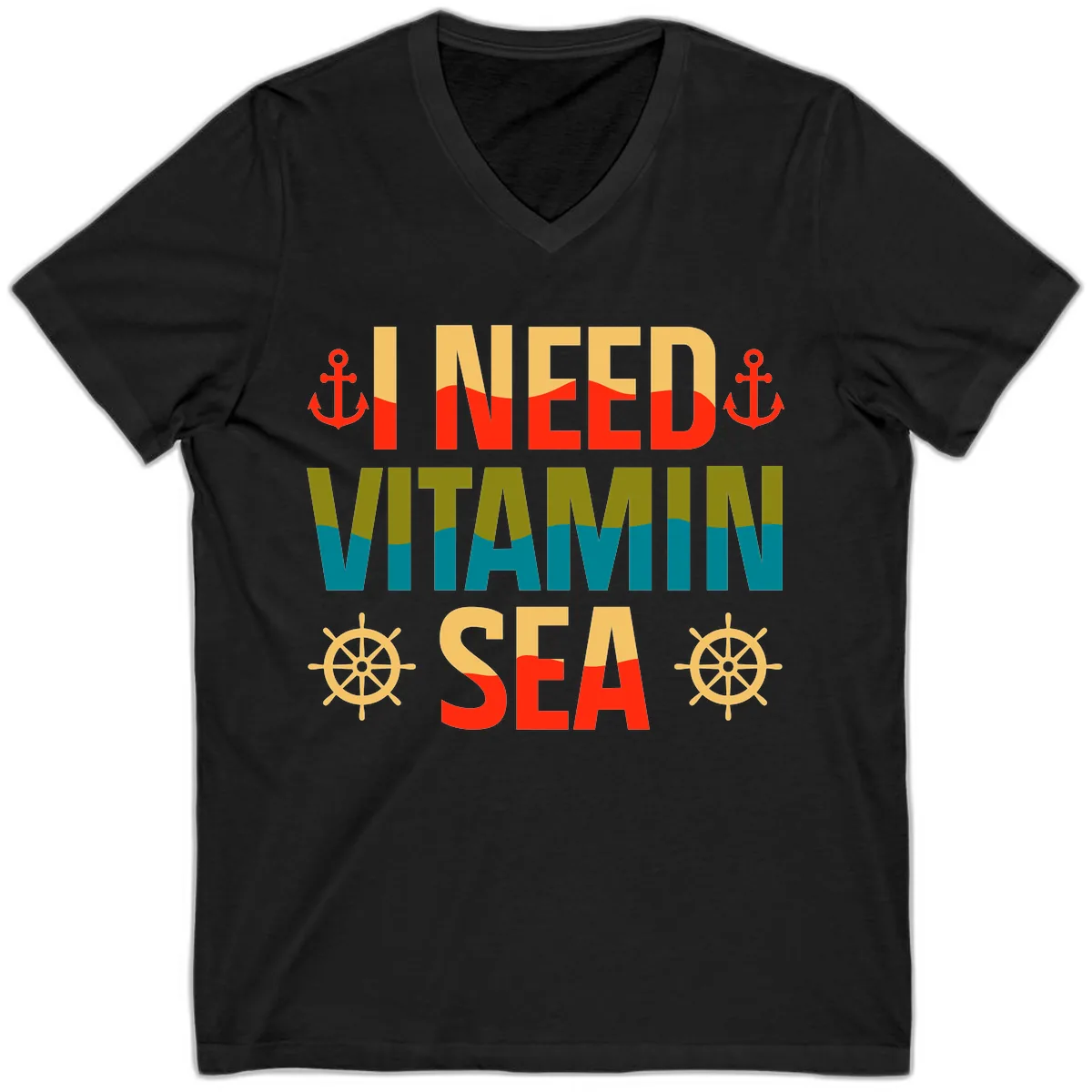 I Need Vitamin Sea V-Neck in Black