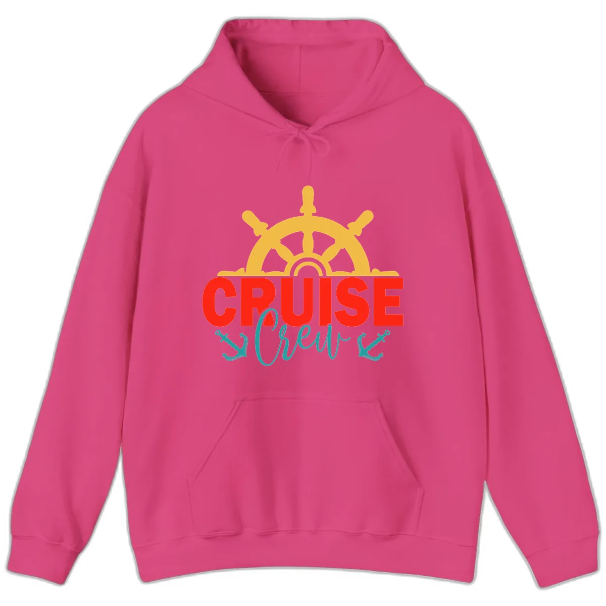 Cruise Shrek Nautical Wheel Design Hoodie in Heliconia