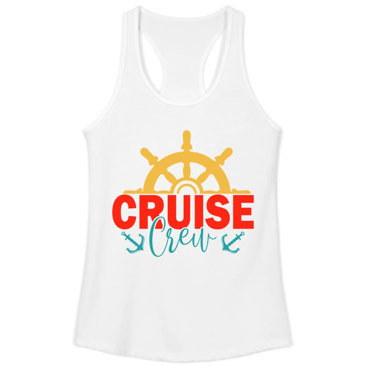 Cruise Shrek Nautical Wheel Design Ladies Tank in White