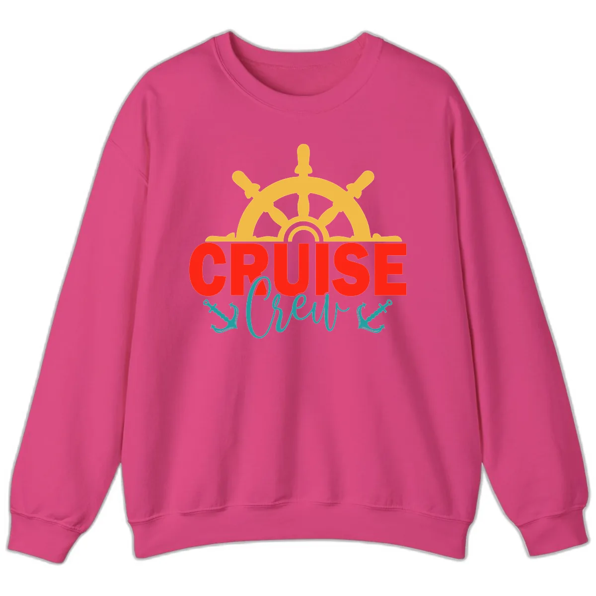 Cruise Shrek Nautical Wheel Design Sweatshirt in Heliconia
