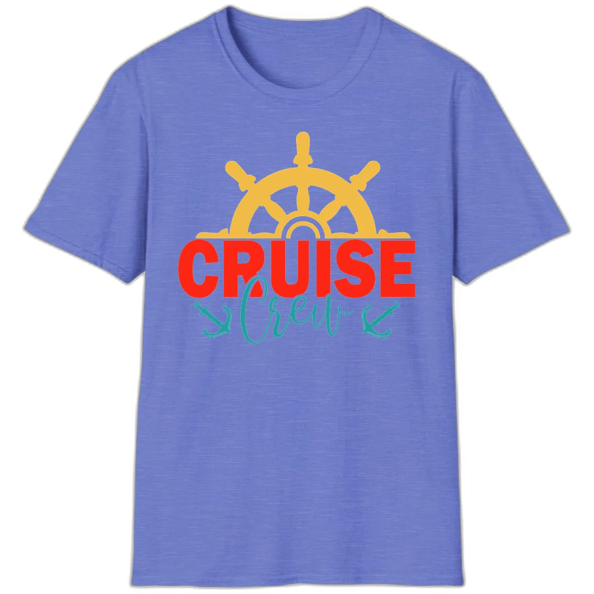 Cruise Shrek Nautical Wheel Design T-Shirt in Heather Royal