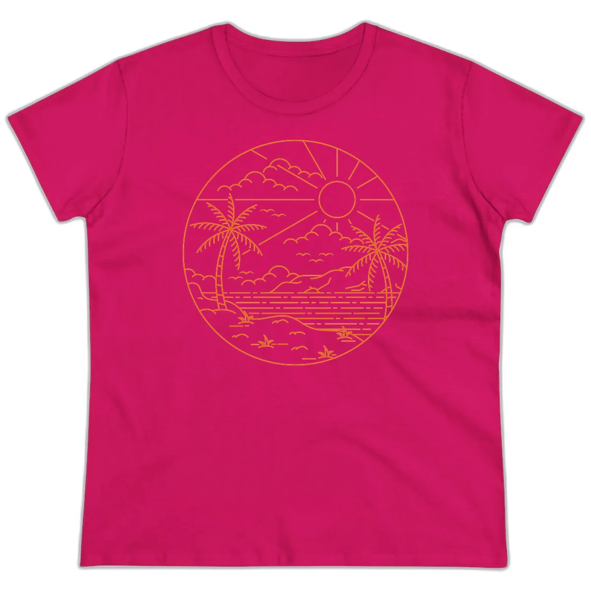 Tropical Paradise Cruise Escape Ladies Tee in Heliconia