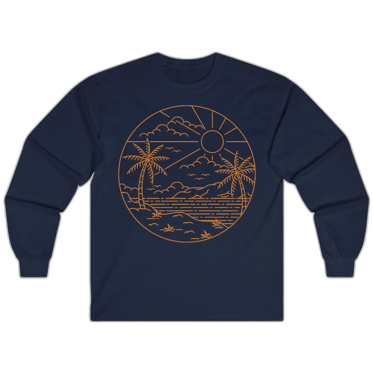 Tropical Paradise Cruise Escape Long Sleeve in Navy