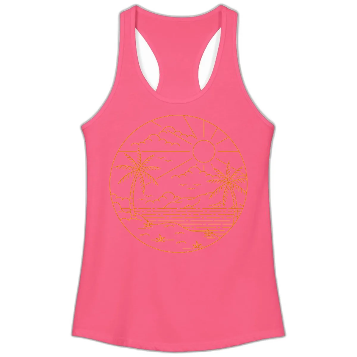 Tropical Paradise Cruise Escape Ladies Tank in Solid Hot Pink
