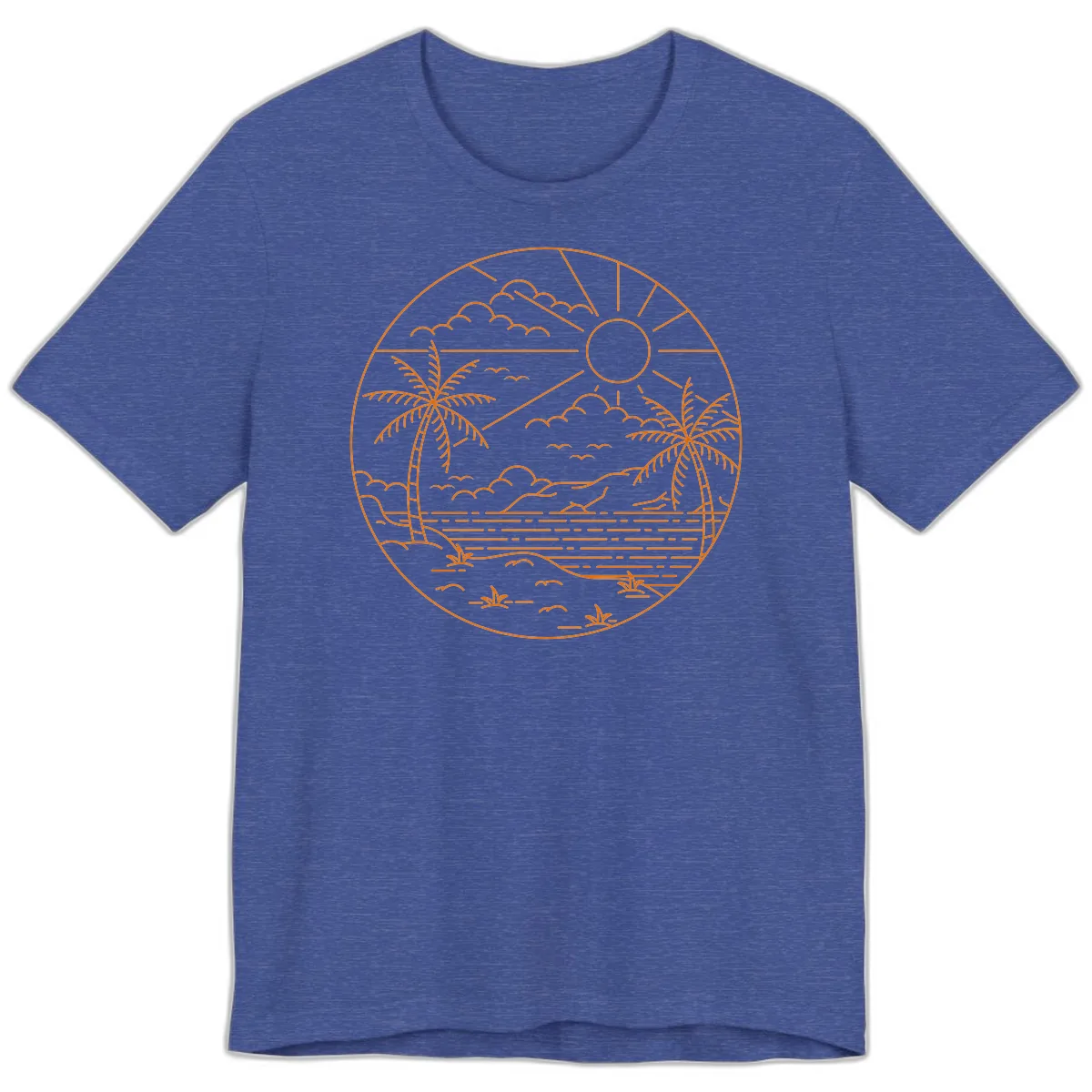 Tropical Paradise Cruise Escape Premium T-Shirt in Heather True Royal