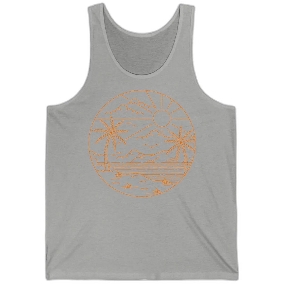 Tropical Paradise Cruise Escape Tank in Athletic Heather