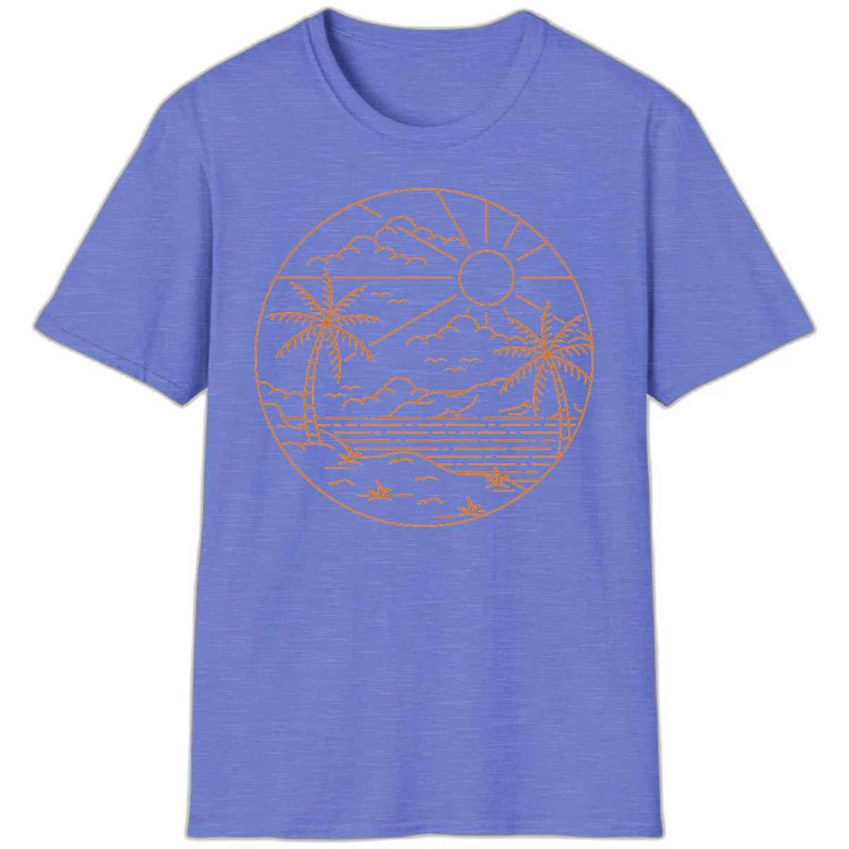 Tropical Paradise Cruise Escape T-Shirt in Heather Royal