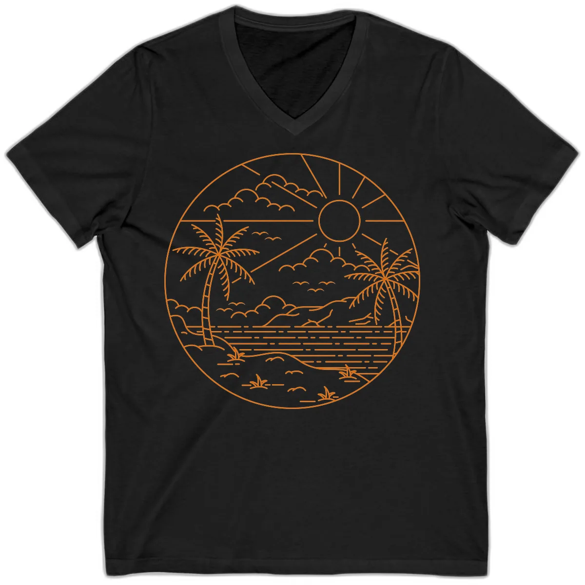 Tropical Paradise Cruise Escape V-Neck in Black
