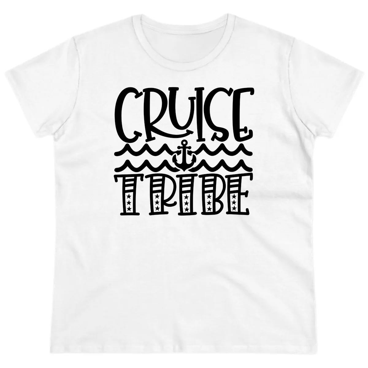 Cruise Tribe Anchor Waves Ladies Tee in White