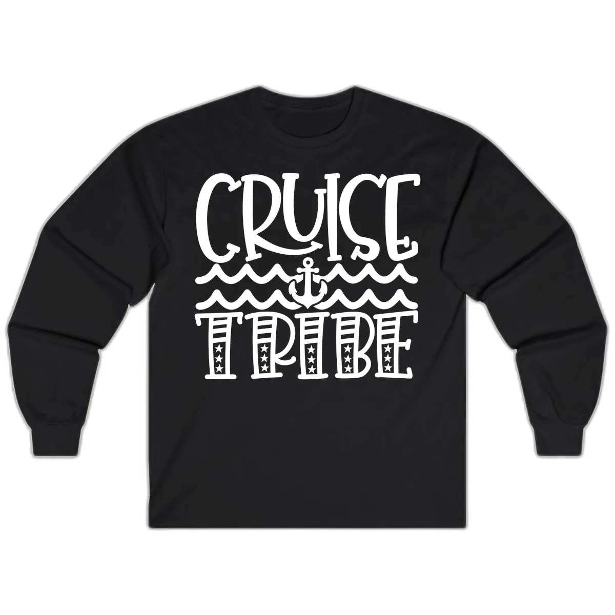 Cruise Tribe Anchor Waves Long Sleeve in Black