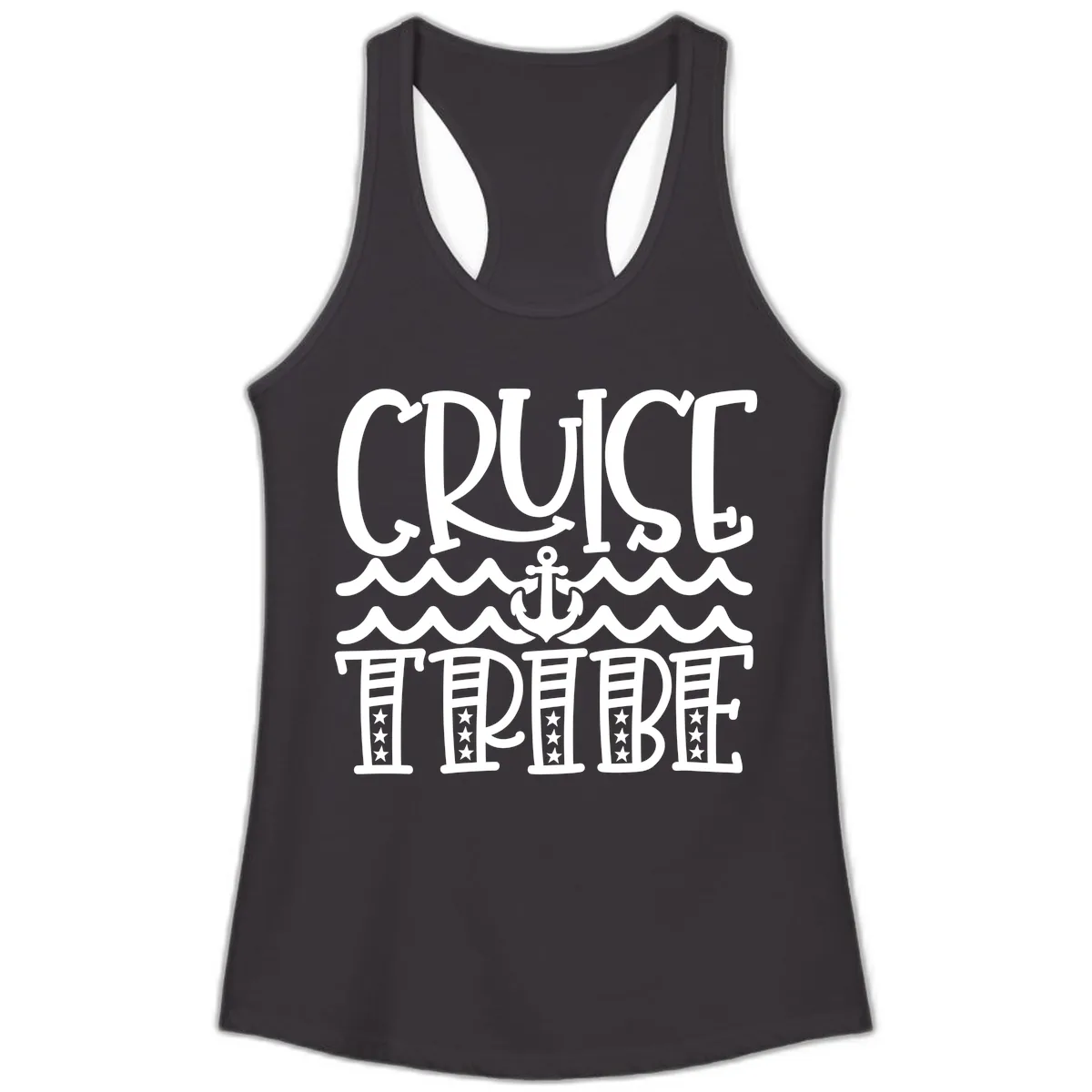 Cruise Tribe Anchor Waves Ladies Tank in Black