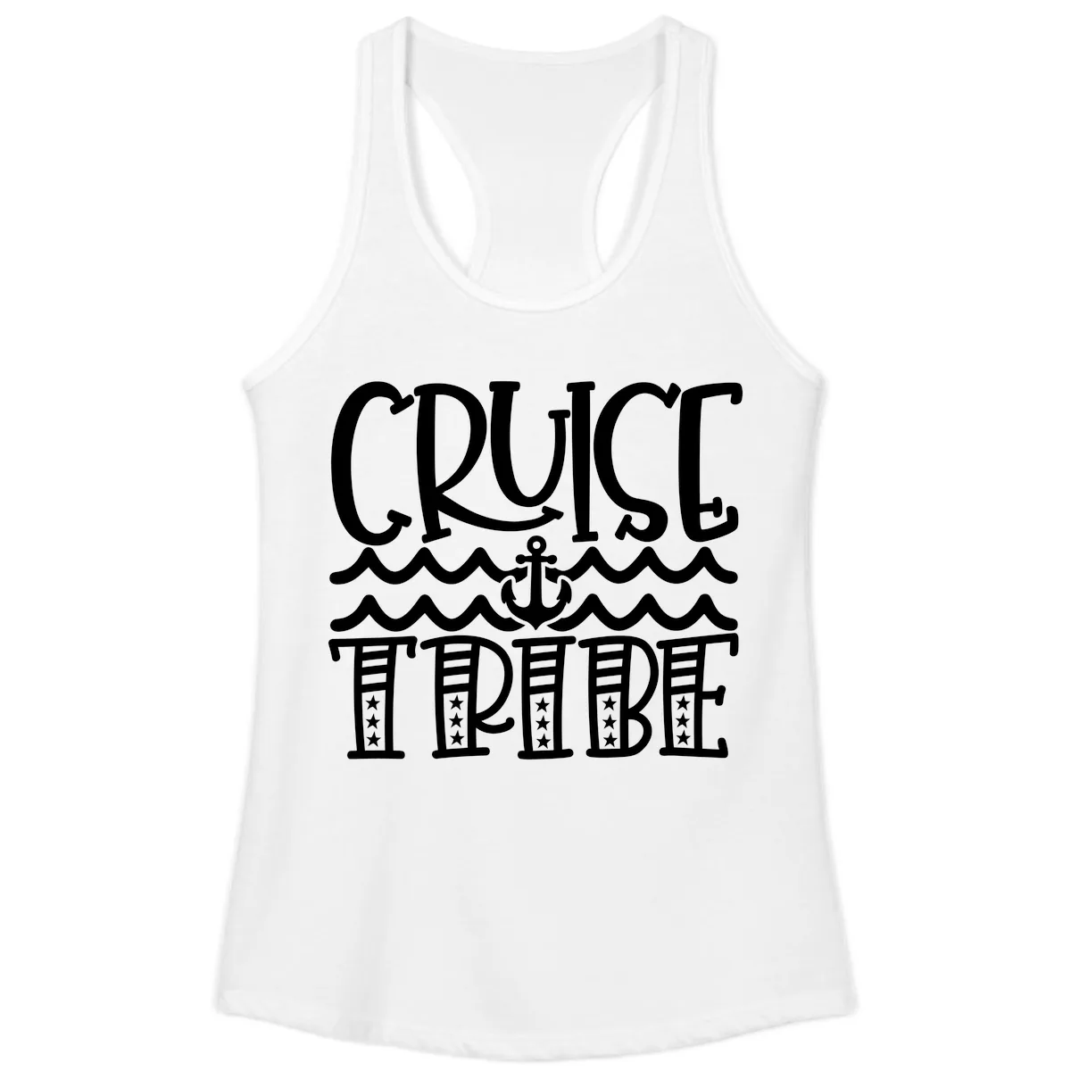 Cruise Tribe Anchor Waves Ladies Tank in White