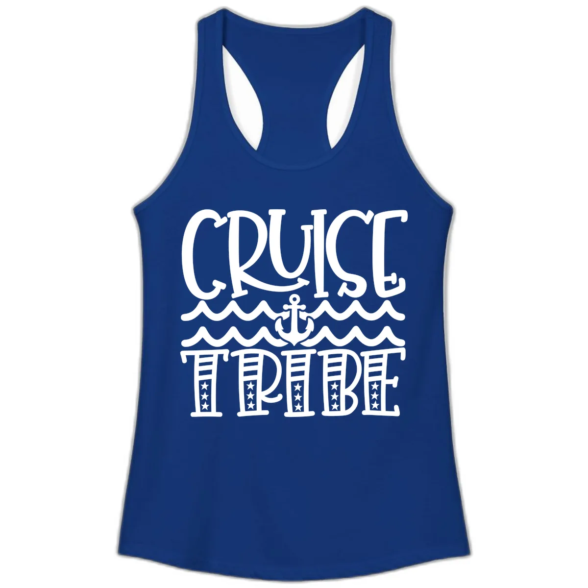 Cruise Tribe Anchor Waves Ladies Tank in Solid Royal