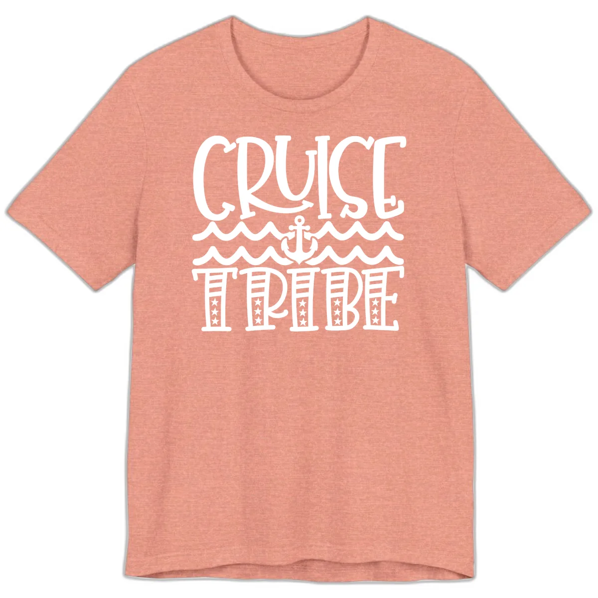 Cruise Tribe Anchor Waves Premium T-Shirt in Heather Sunset