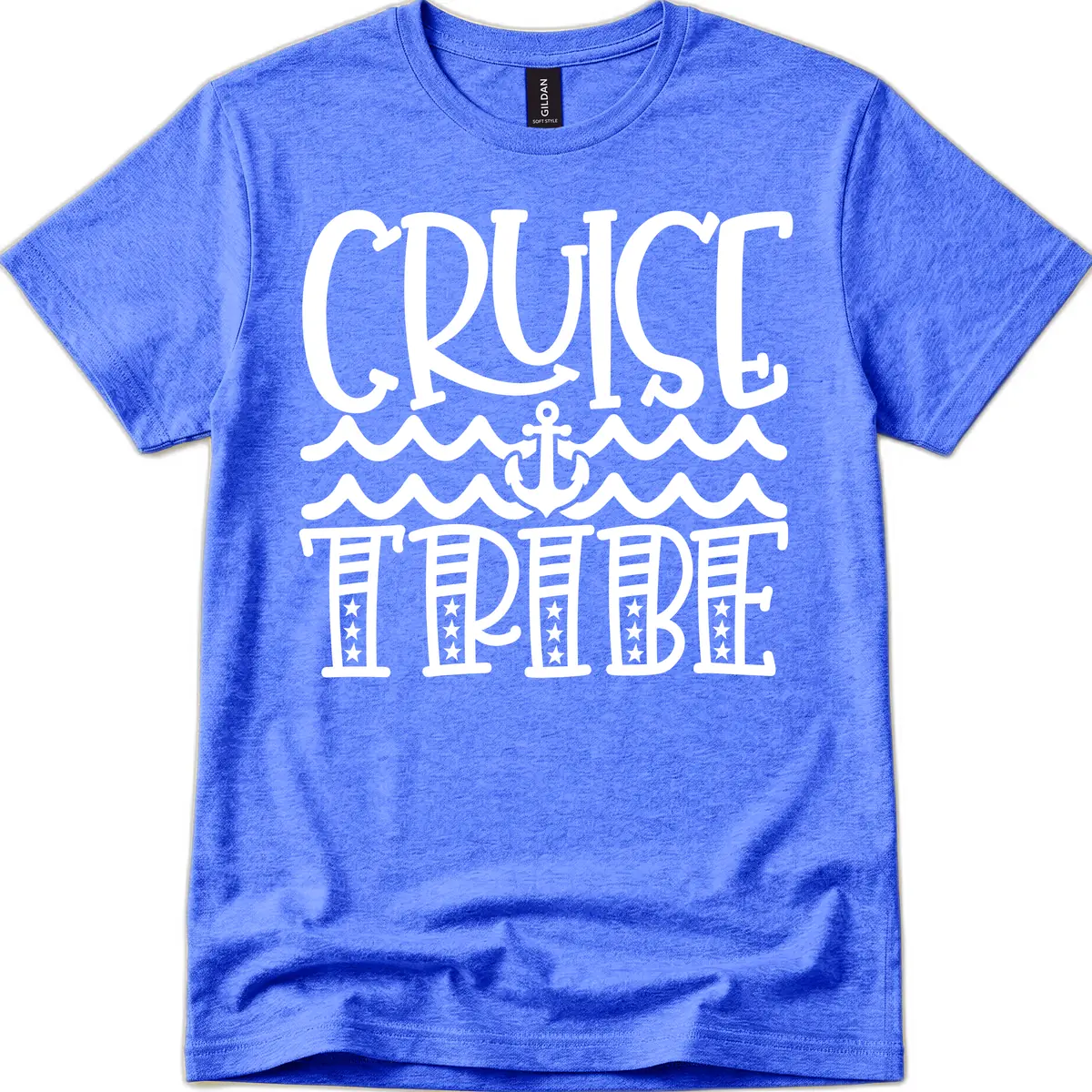 Cruise Tribe Anchor Waves T-Shirt in Heather Royal