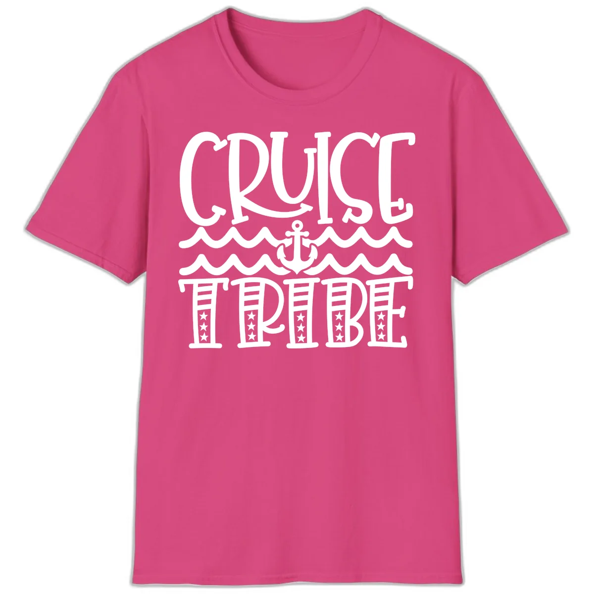 Cruise Tribe Anchor Waves T-Shirt in Heliconia